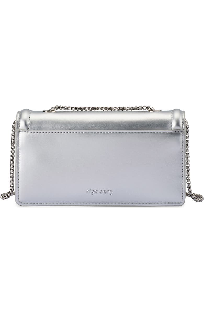 Olga Berg Rosie Metallic Faux Leather Convertible Shoulder Bag, Alternate, color, Silver
