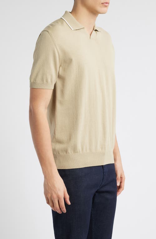 Canali Regular Fit Johnny Collar Polo In Beige