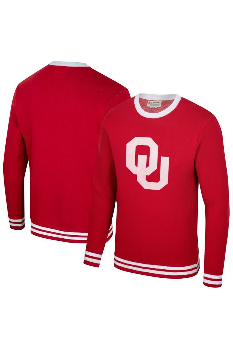 Unisex Uscape Apparel Crimson Oklahoma Sooners Renew Knit Vintage Pullover Sweater, Main, color, Crimson