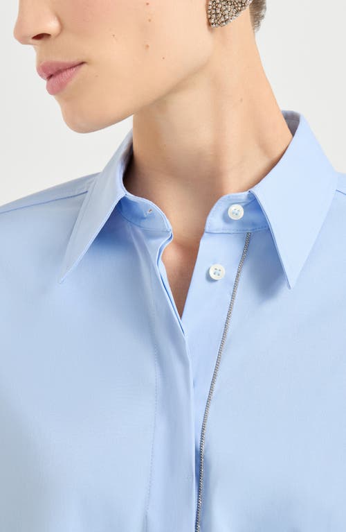 Brunello Cucinelli Poplin Shirt In Blue