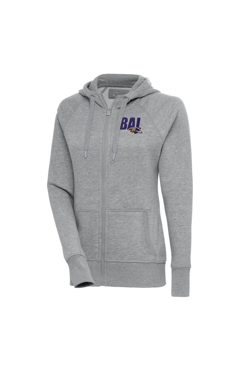 ANTIGUA Women's Antigua  Heather Gray Baltimore Ravens Victory Full-Zip Hoodie, Main, color, 