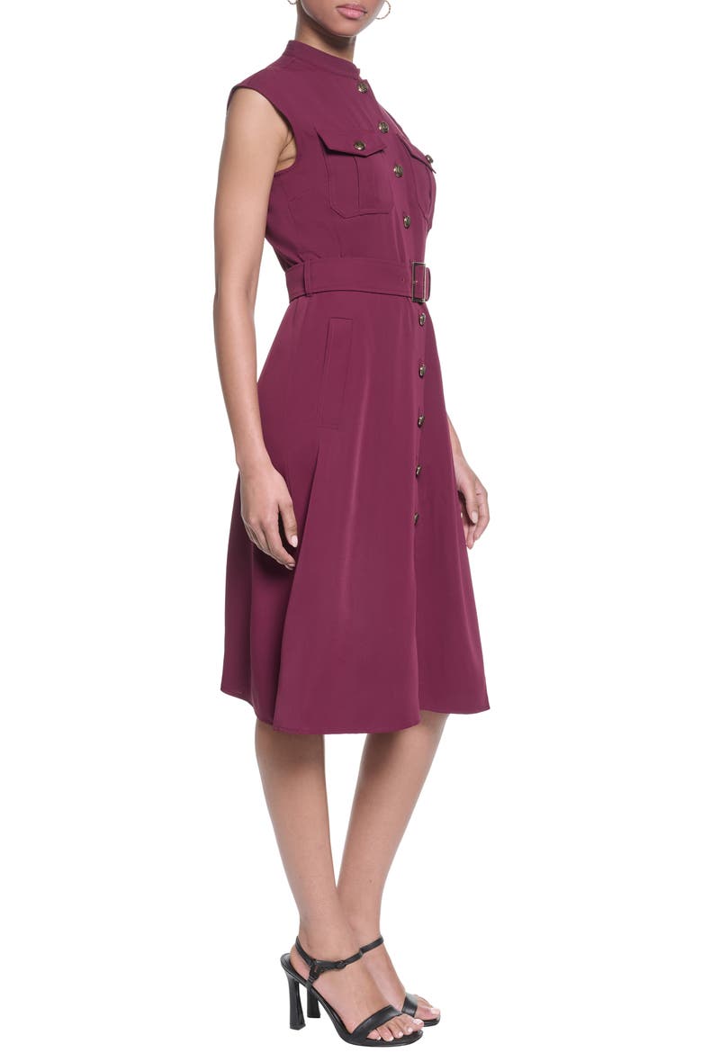 Belted Crepe Shirtdress, Alternate, color, PORT