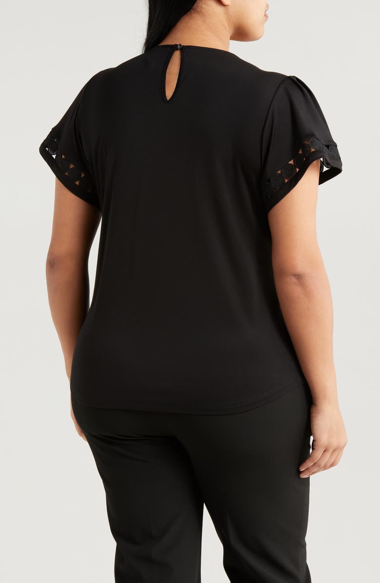 Anne Klein Harmony Pleat Neck Embellished Top, Alternate, color, 