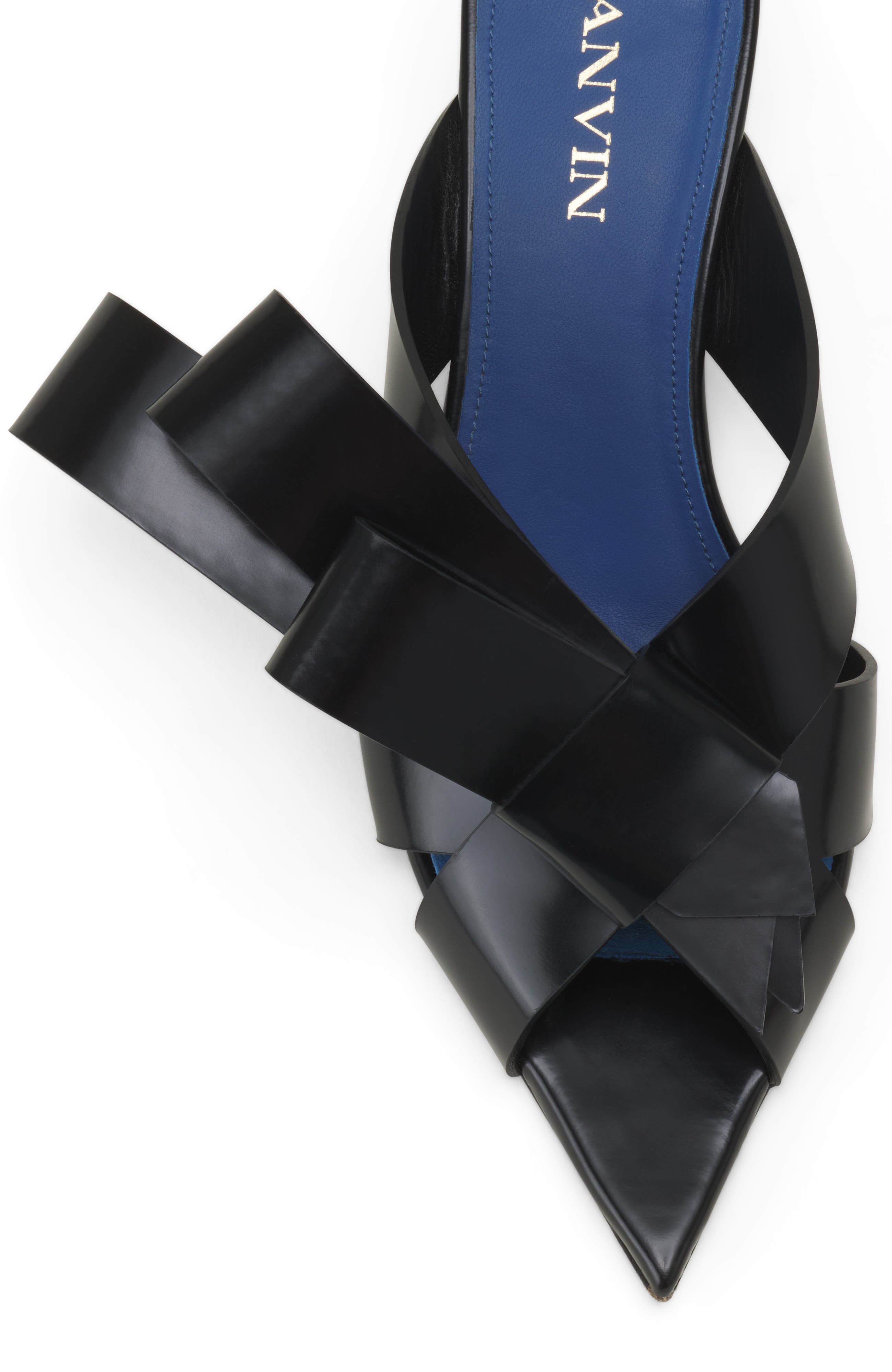 Lanvin Cadeau Leather Mules With Heel, Alternate, color, Black