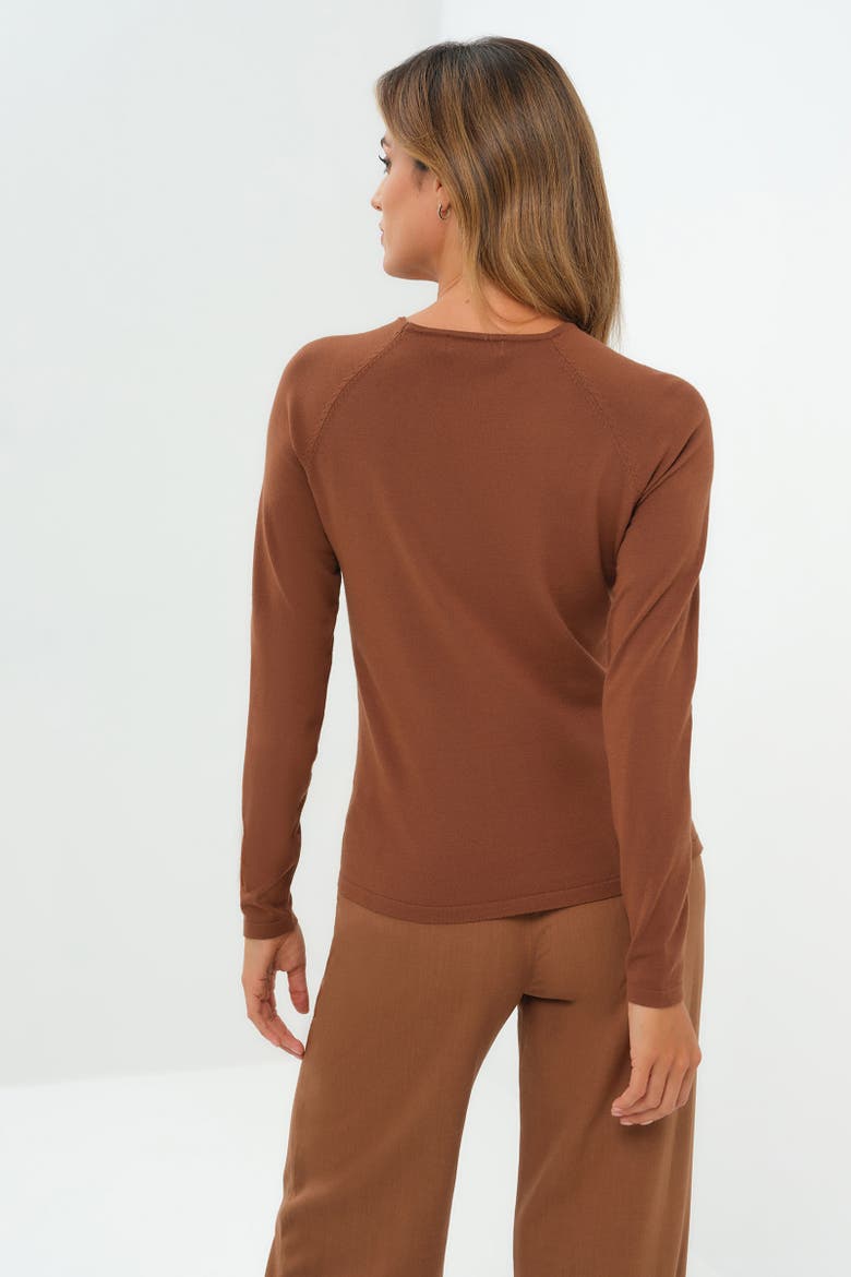 Connie Sweater Knit Baseball Sleeve Shirt in Brunette, Alternate, color, Brunette