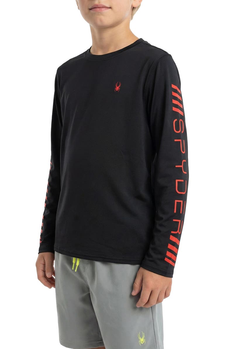Spyder Kids' Hazard Zone Long Sleeve Rashguard, Alternate, color, Caviar
