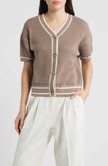 Short Sleeve Basketweave Cardigan