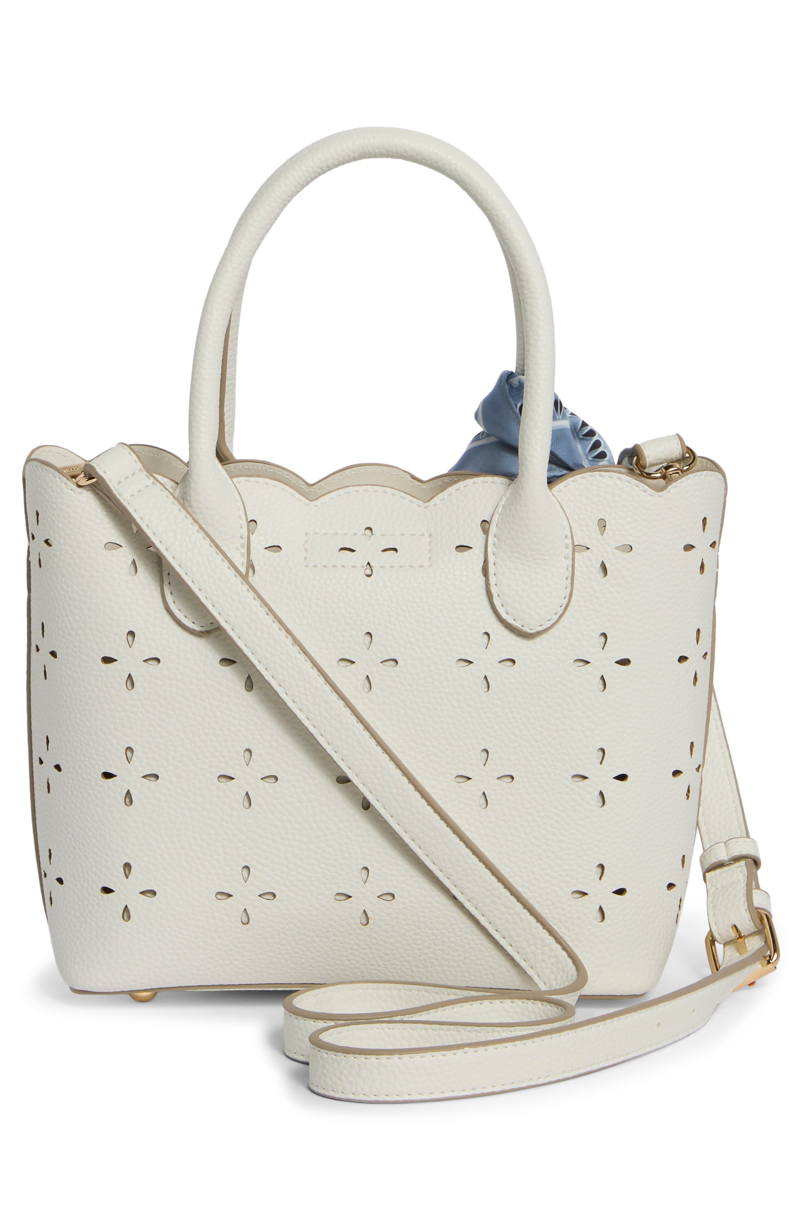 Scalloped Eyelet Crossbody Bag, Alternate, color, CHALK