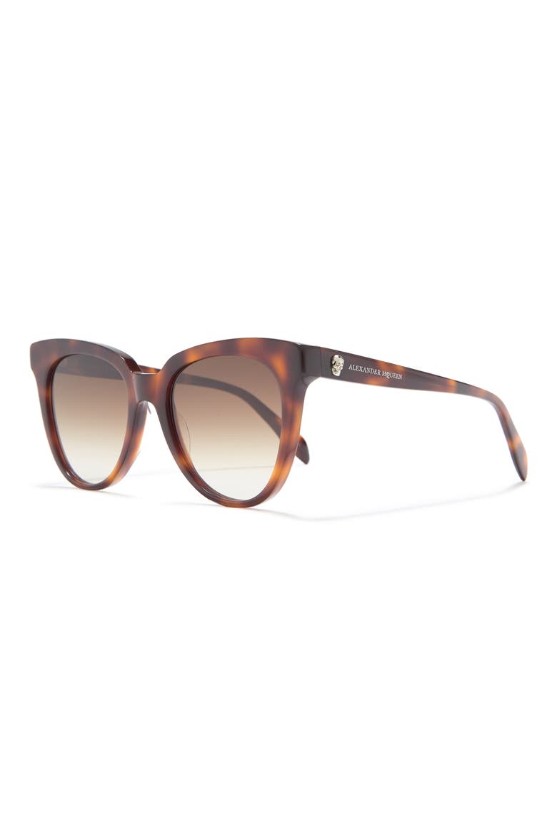 Alexander McQueen 53mm Cat Eye Sunglasses, Alternate, color, HAVANA HAVANA BROWN/GBN