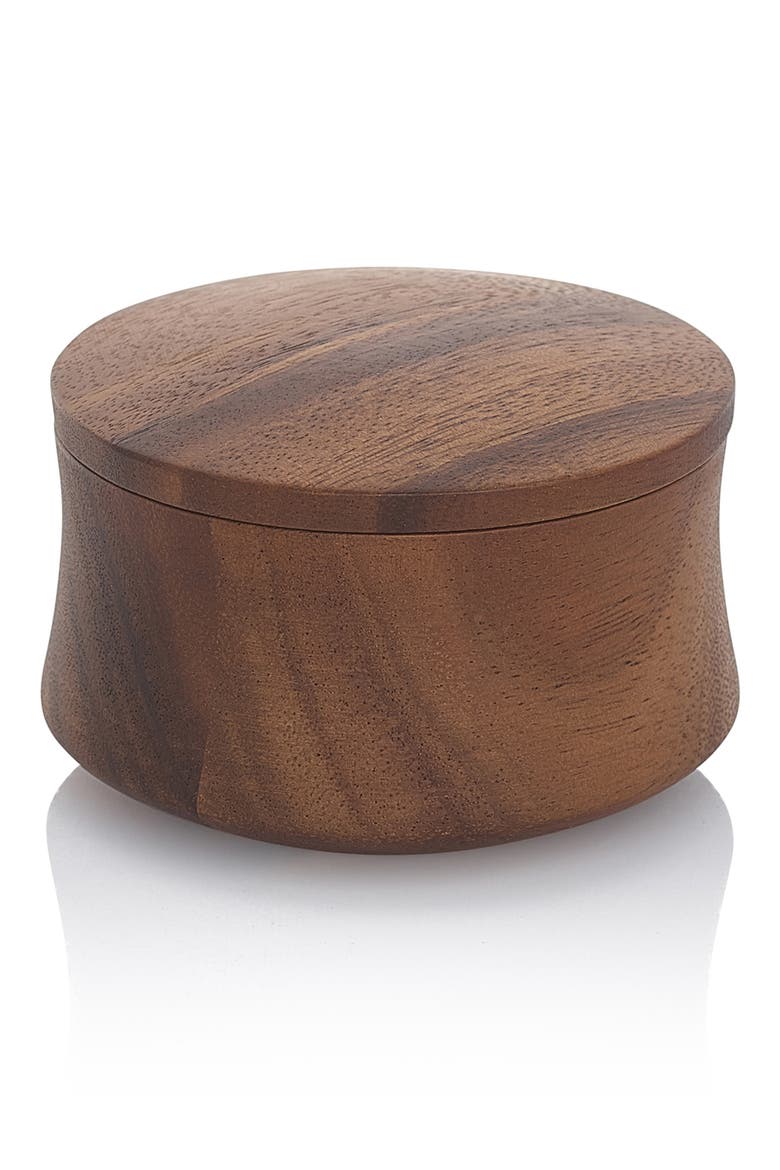 Nara Acacia Wood Salt Cellar, Main, color, BROWN