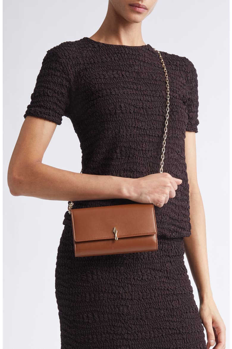 Bettina Leather Wallet on a Chain, Alternate, color, CM6T CUOIO/GOLD