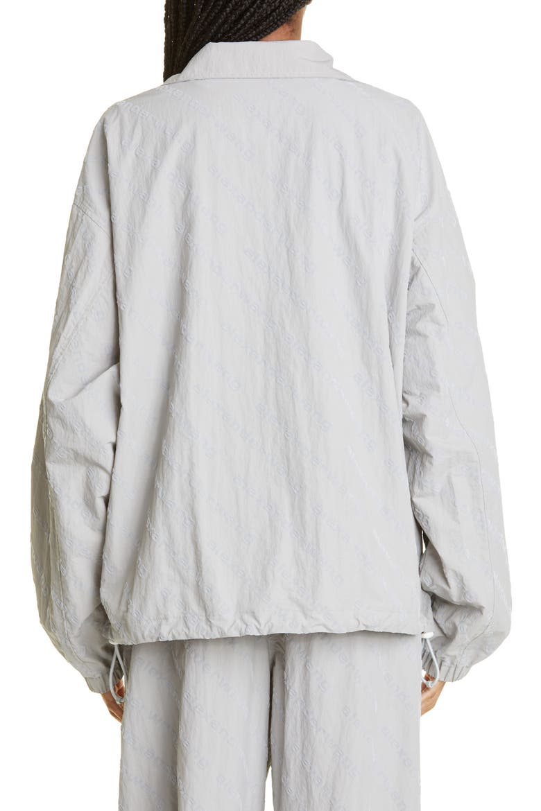 Flocked Logo Oversize Track Jacket, Alternate, color, ALLOY