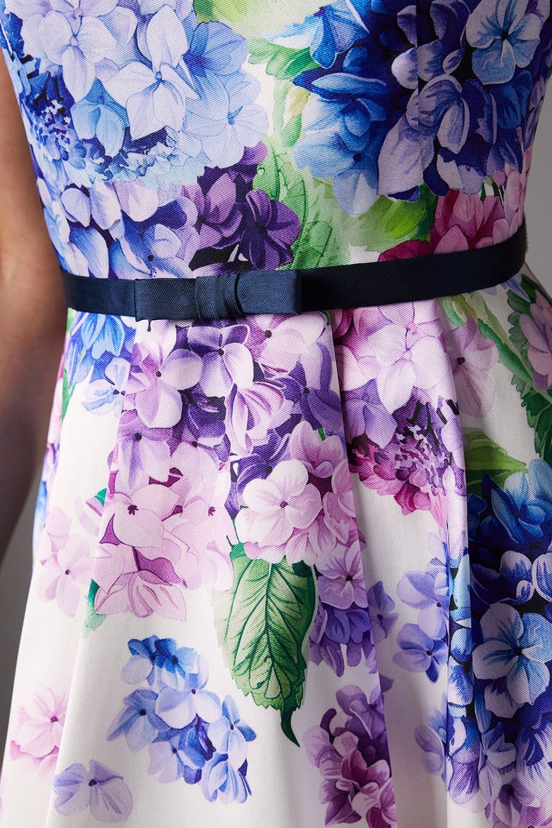 Twill Hi-Lo Floral Midi Dress, Alternate, color, Multi