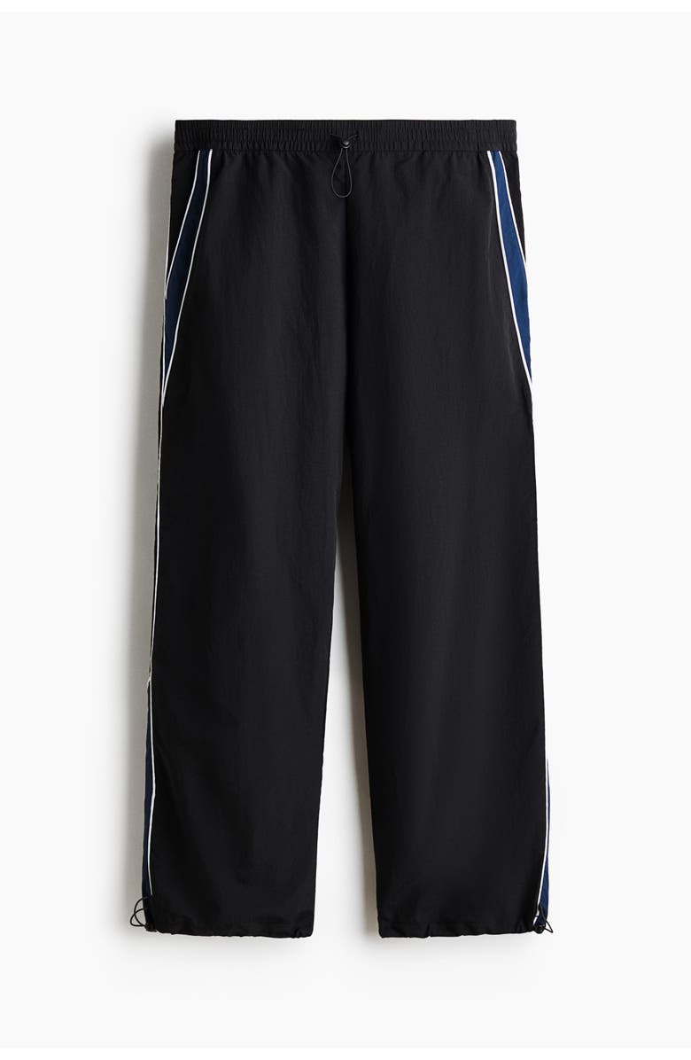 H&M Loose Fit Nylon Track Pants, Main, color, Black/Panels