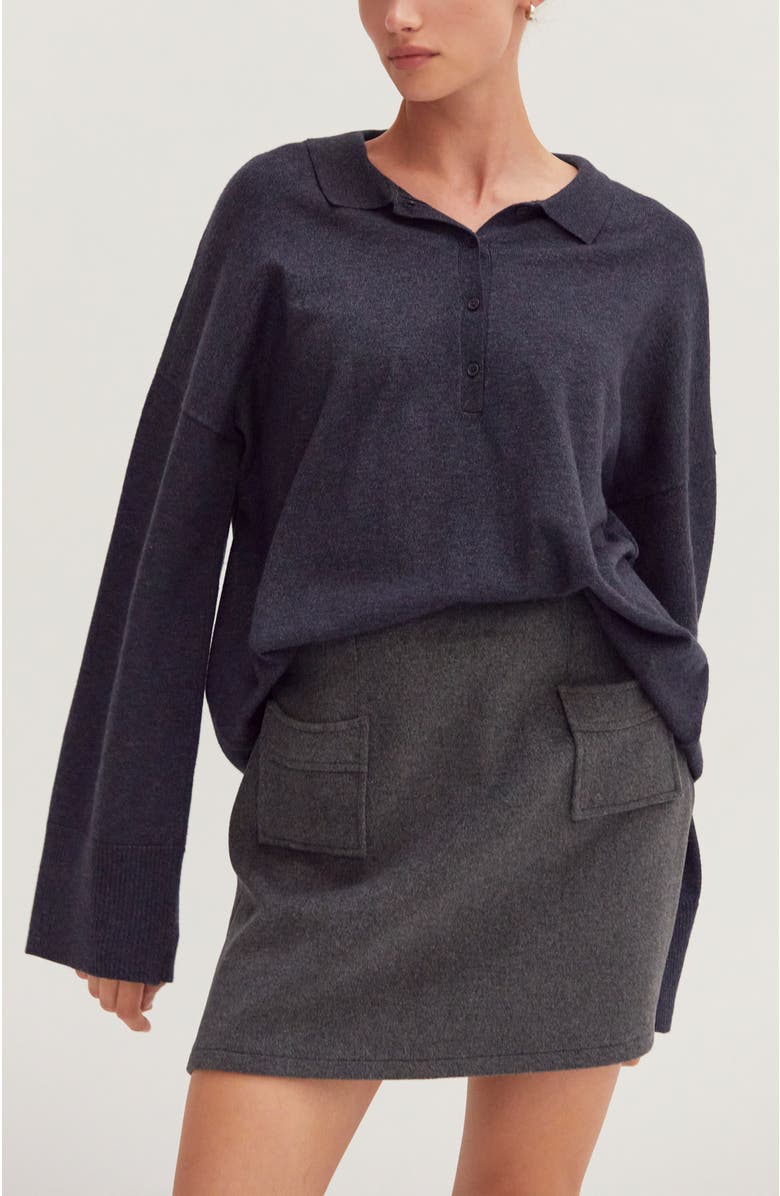 CRESCENT Polo Sweater Top, Main, color, Navy