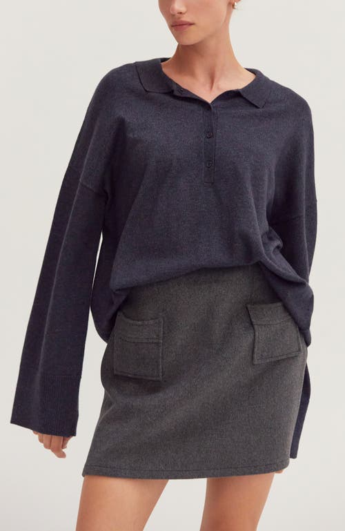 Crescent Polo Sweater Top In Blue