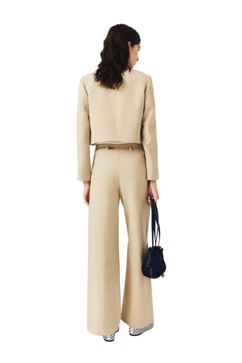 Linen blend suit trousers, Alternate, color, Beige