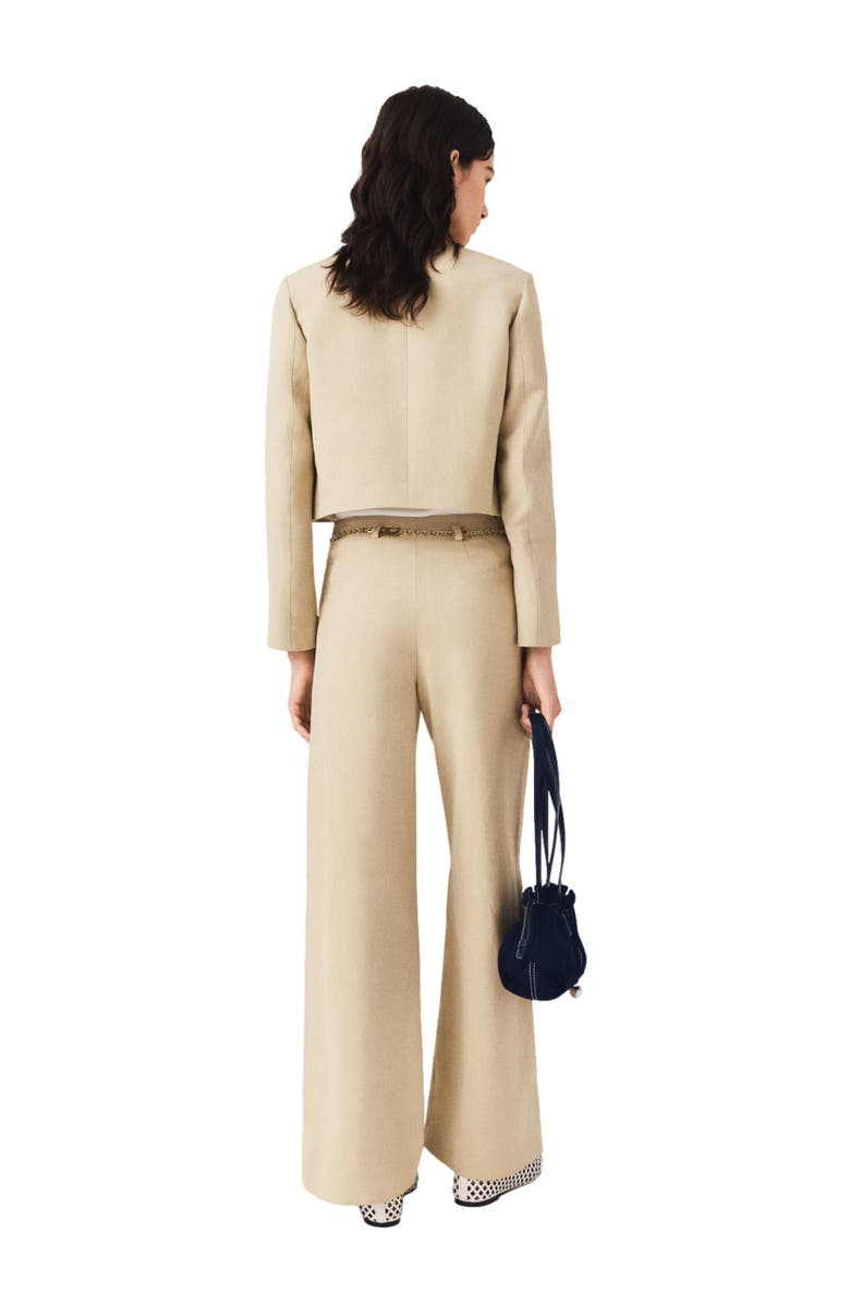 maje Linen blend suit trousers, Alternate, color, Beige