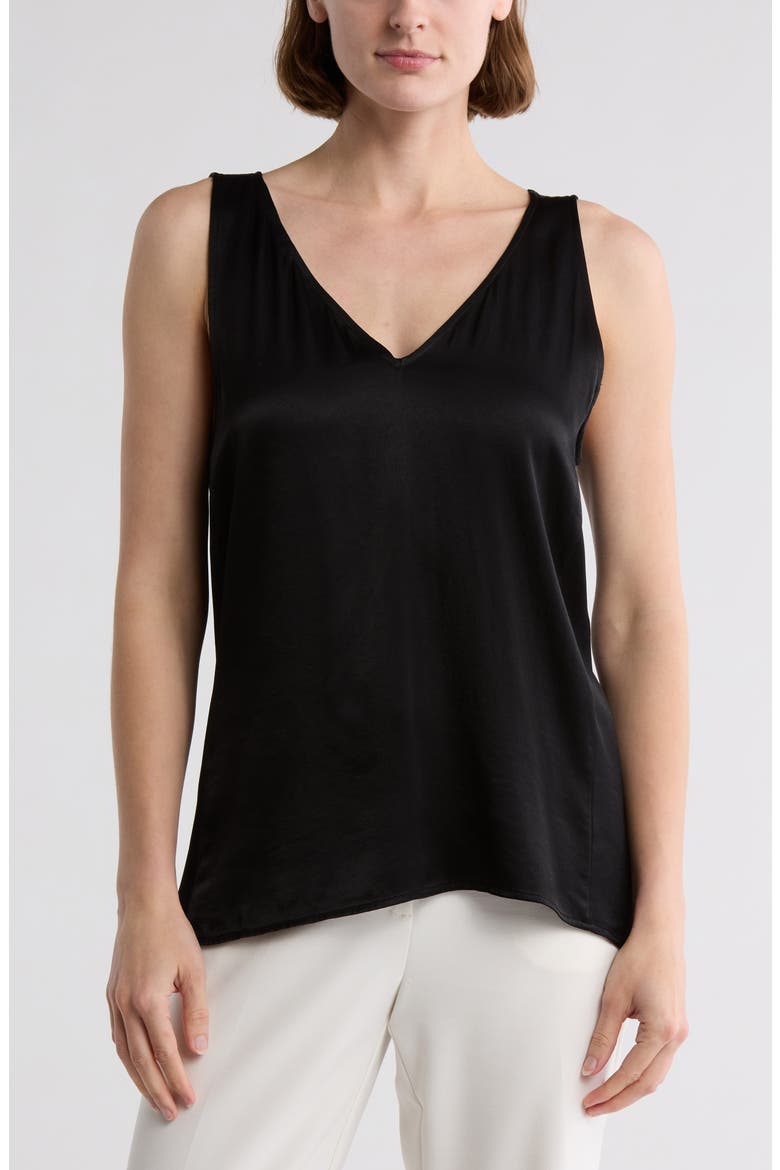 Double V-Neck Tank, Main, color, BLACK
