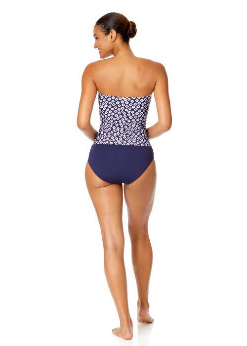 Shop Anne Cole Tiger Dance Twist Front Bandeaukini Swim Top In Shibori Geo Blue