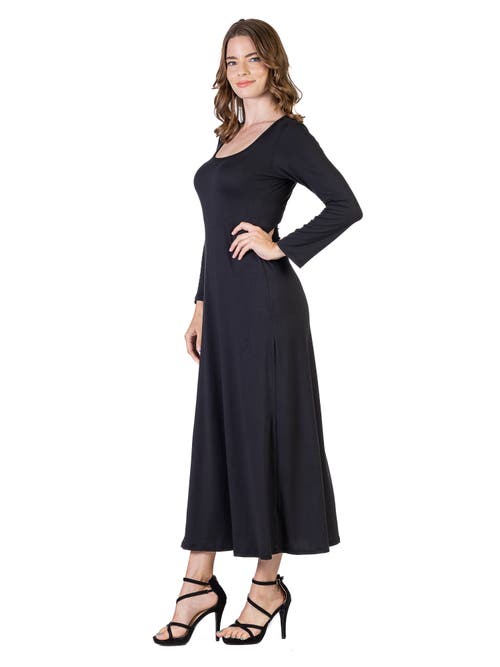 24seven Comfort Apparel Womens Long Sleeve Maxi Dress In Black
