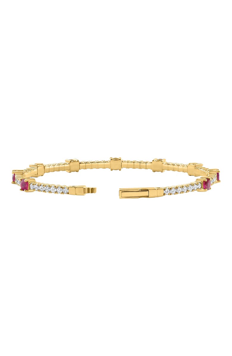 Bliss Diamond 5Ct Ruby & Diamond Diamond Tennis Flexible Bangle Bracelet Gold Lab Grown, Alternate, color,