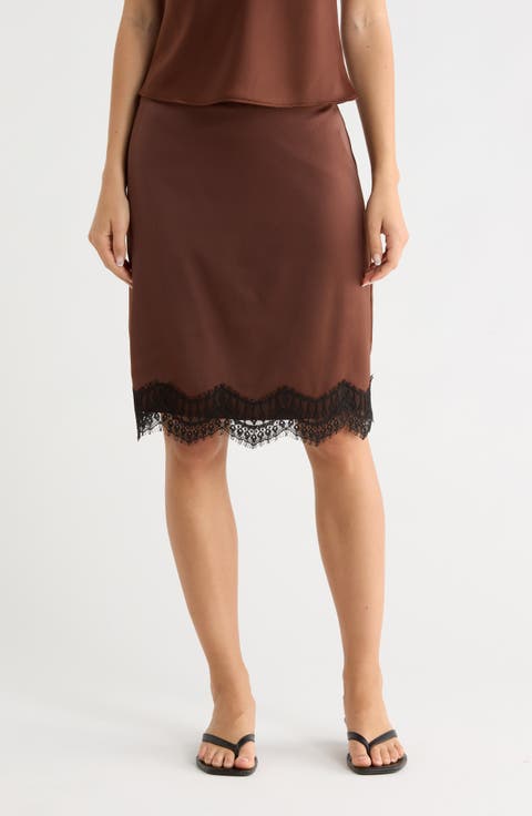 Lace Inset Midi Skirt