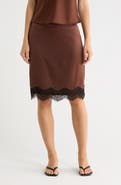 WAYF Lace Inset Midi Skirt