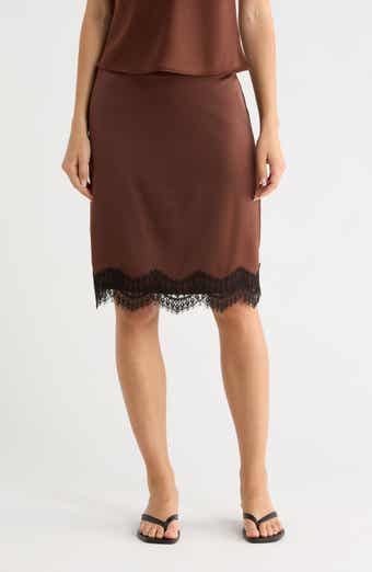 Lace Inset Midi Skirt