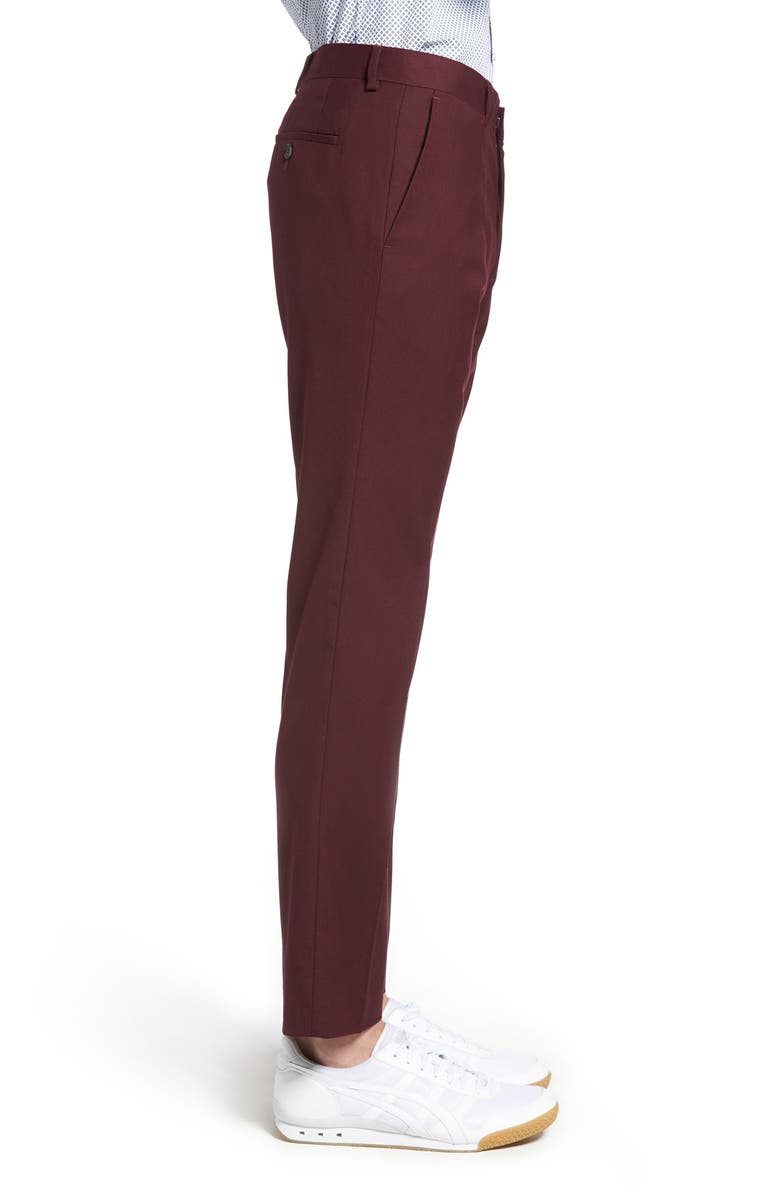 Topman Burgundy Slim Fit Suit Trousers, Alternate, color, 