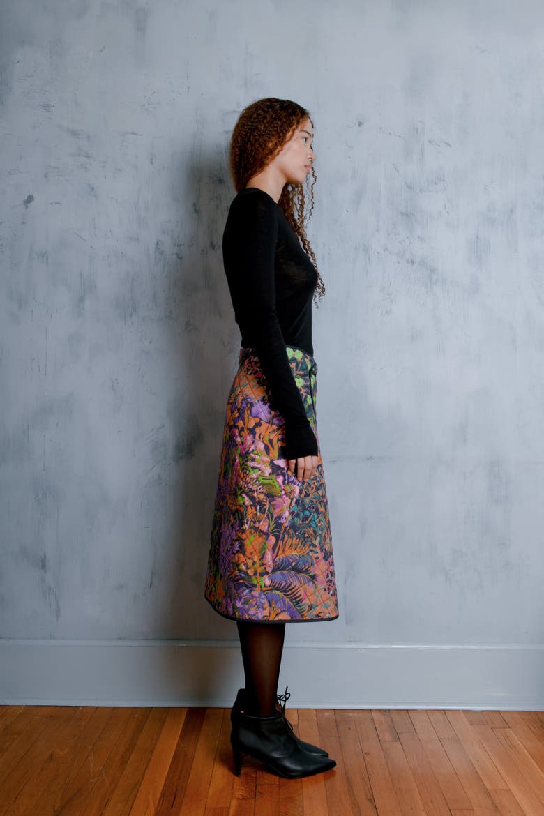 Rose A-Line Quilted Midi Wrap Skirt, Alternate, color, Horae