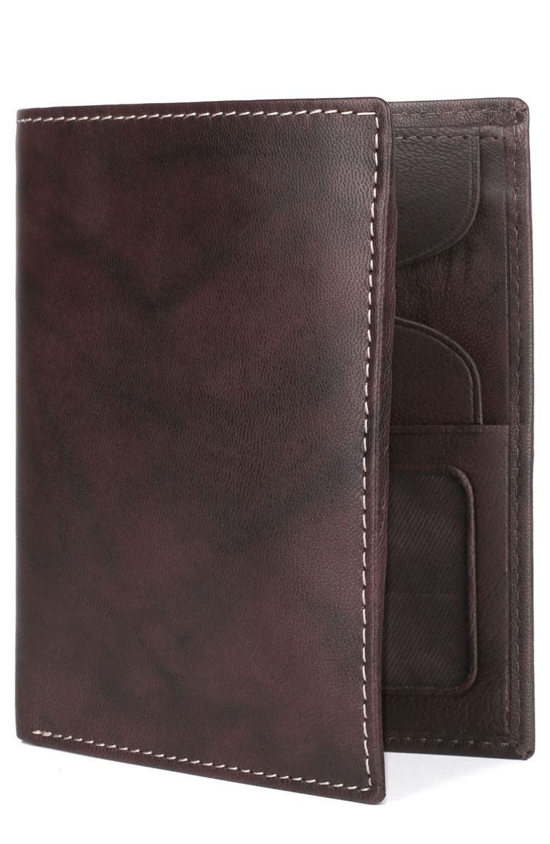 BUXTON Credit Card RFID Leather Folio Wallet, Alternate, color, Brown