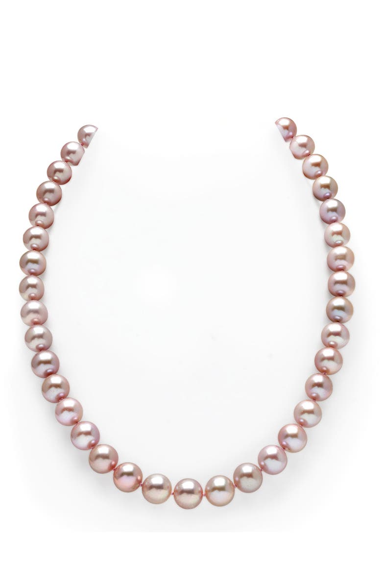 The Pearl Source 9.5-10.5mm Pink Freshwater Pearl Necklace - Premier AAAA Quality, Main, color, White Gold Clasp