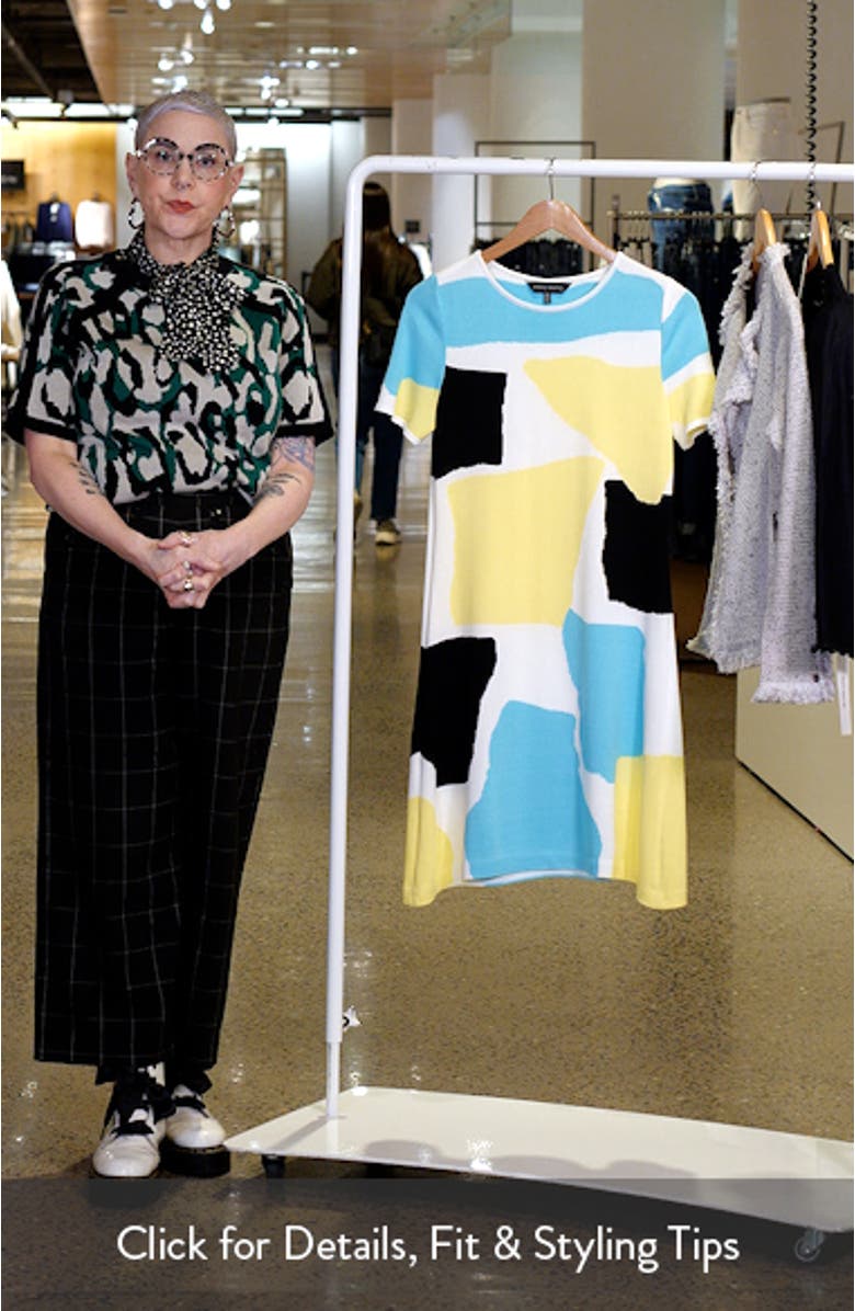 Abstract Colorblock A-Line Sweater Dress, sales video thumbnail