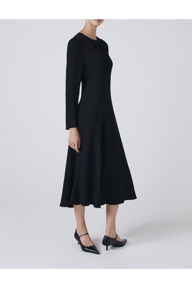 Cora Crepe Tie Front Midi Dress, Alternate, color, Black