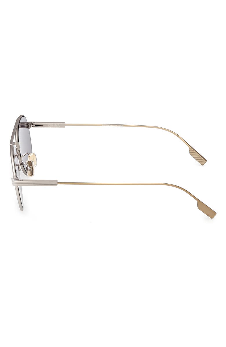 ZEGNA 55mm Pilot Sunglasses, Alternate, color, Matte Satin Palladium
