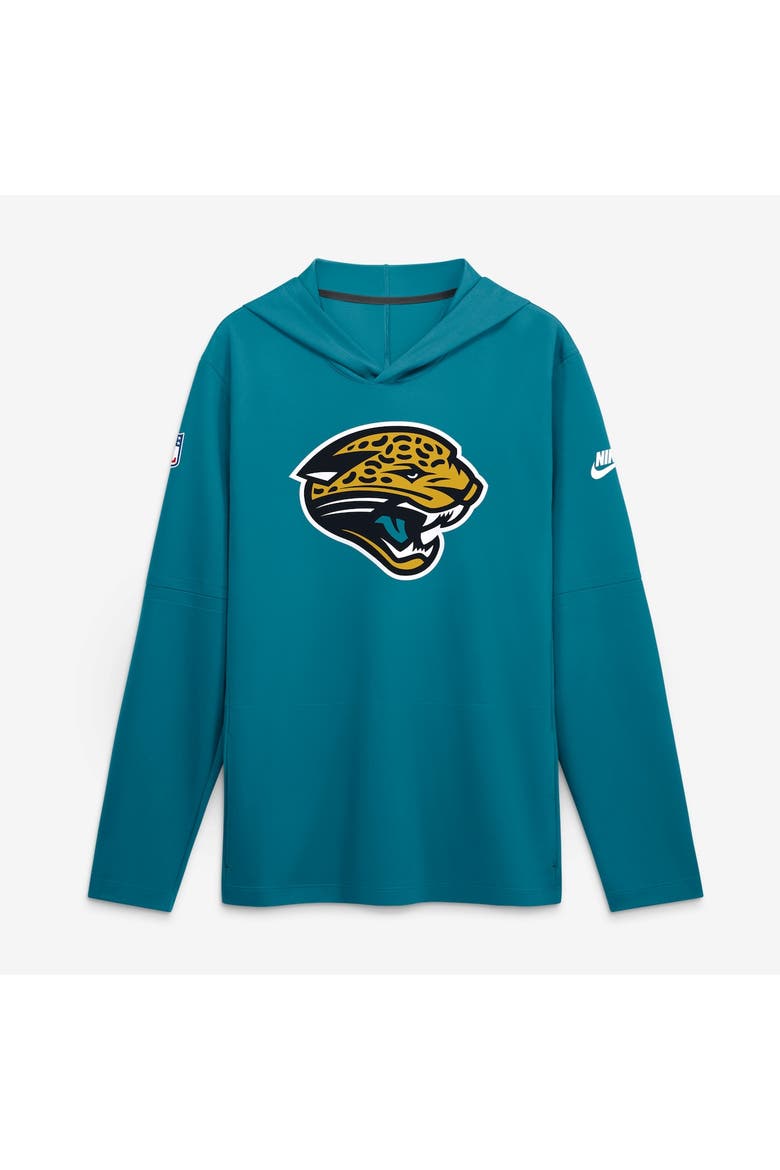 Men's Nike Teal Jacksonville Jaguars Sideline Alternate Lightweight Long Sleeve Hooded Dri-FIT T-Shirt, Main, color, Teal