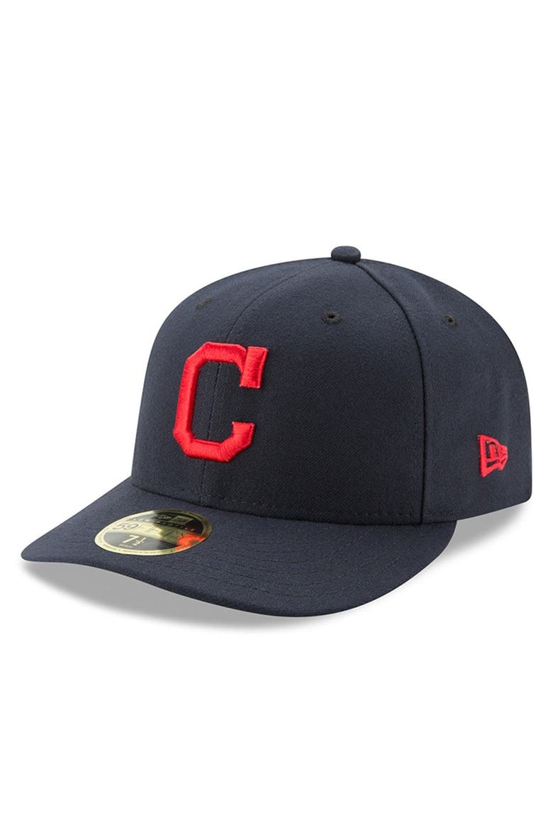 Men's New Era Navy Cleveland Indians Road Authentic Collection On-Field Low Profile 59FIFTY Fitted Hat, Main, color, NAVY
