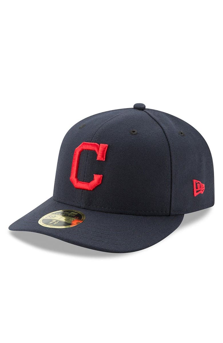 New Era Men's New Era Navy Cleveland Indians Road Authentic Collection On-Field Low Profile 59FIFTY Fitted Hat, Main, color,