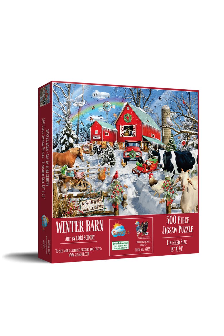 Winter Barn 500 piece Jigsaw Puzzle for Adults, Main, color, Multicolor