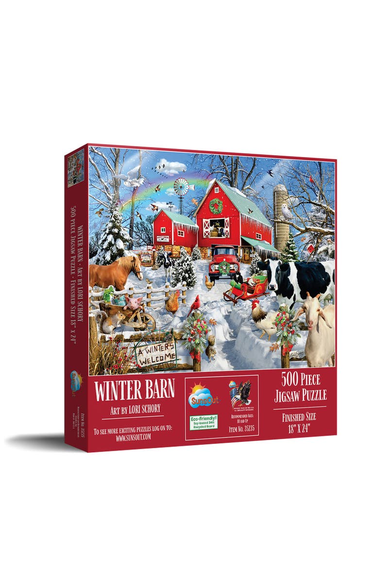 Sunsout Winter Barn 500 piece Jigsaw Puzzle for Adults, Main, color, Multicolor