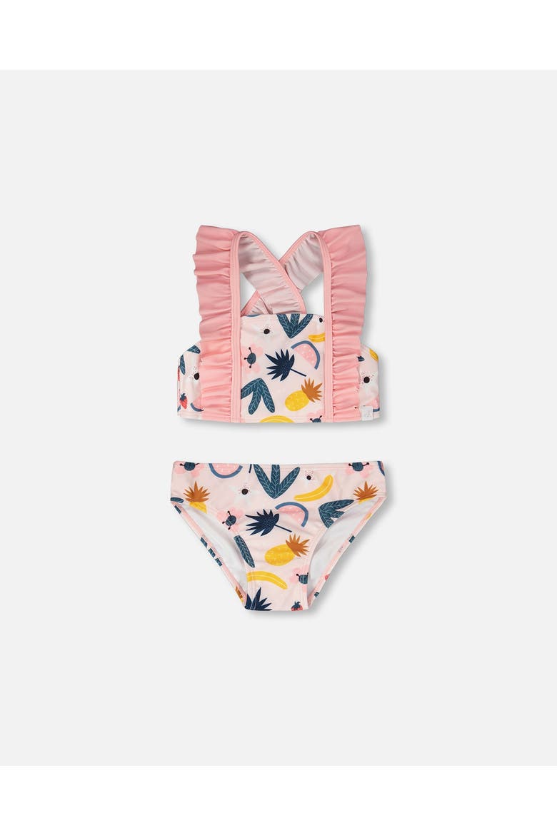 Two-Piece Ruffle Fruits Swimsuit, Main, color, Pink Printed Fruits