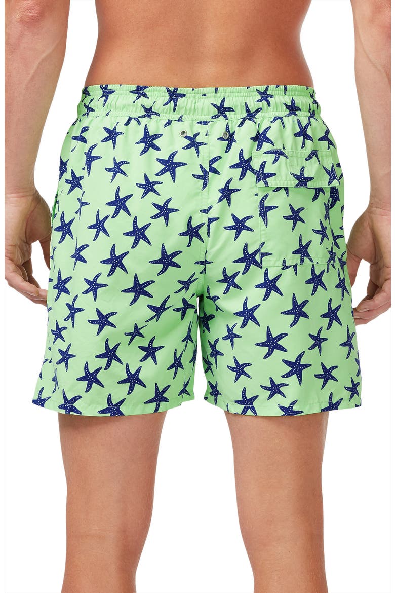 Starfish Print Swim Trunks, Alternate, color, FRESH GREEN/ BLUE