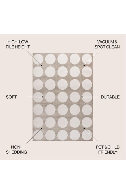 Adrian Modern Geometric Circle Dot High-Low Area Rug