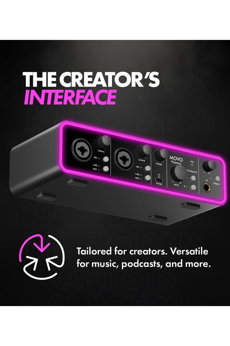 Phantom Dual Channel USB/USB-C Audio Interface, Alternate, color, Black