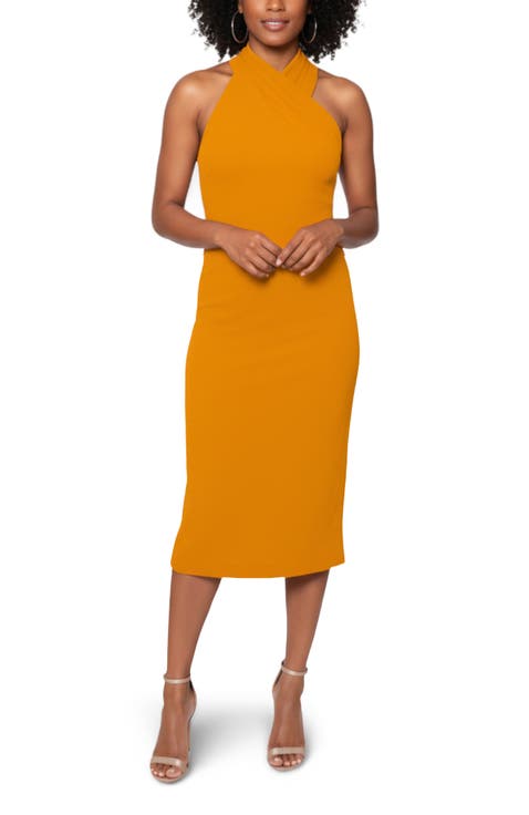 Harland Crossover Halter Midi Dress
