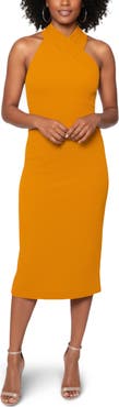 RACHEL Rachel Roy Harland Crossover Halter Midi Dress