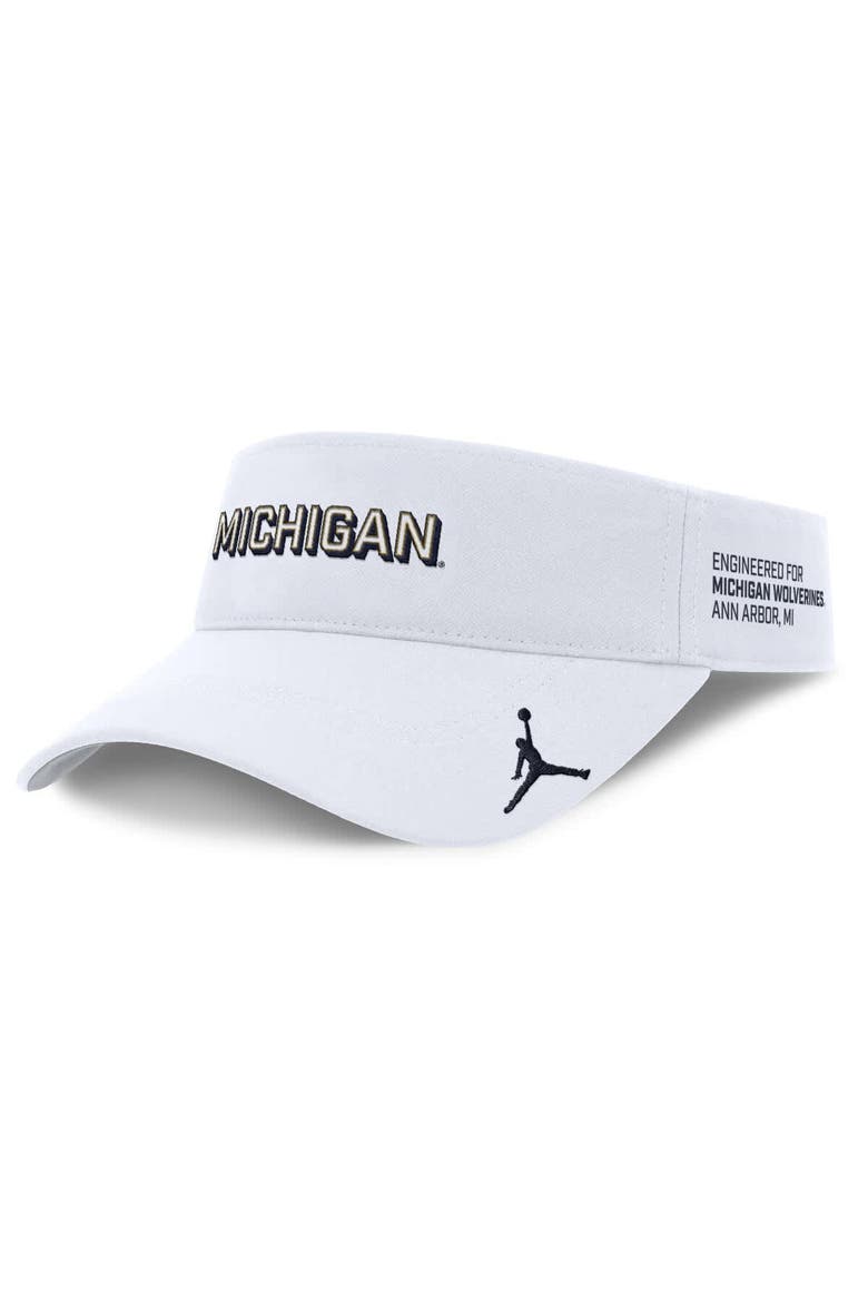Men's Jordan Brand White Michigan Wolverines 2025 On-Field Gameday Performance Ace Adjustable Visor, Main, color, White
