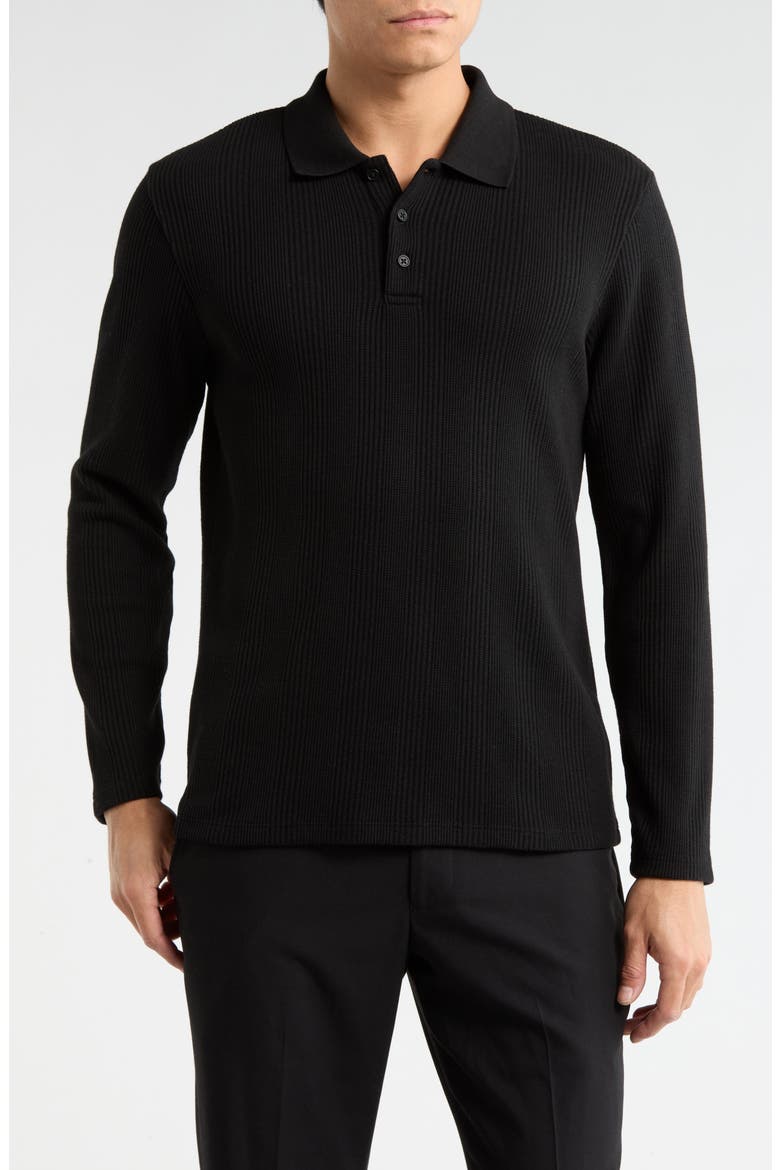 Variegated Waffle Stitch Polo, Main, color, BLACK