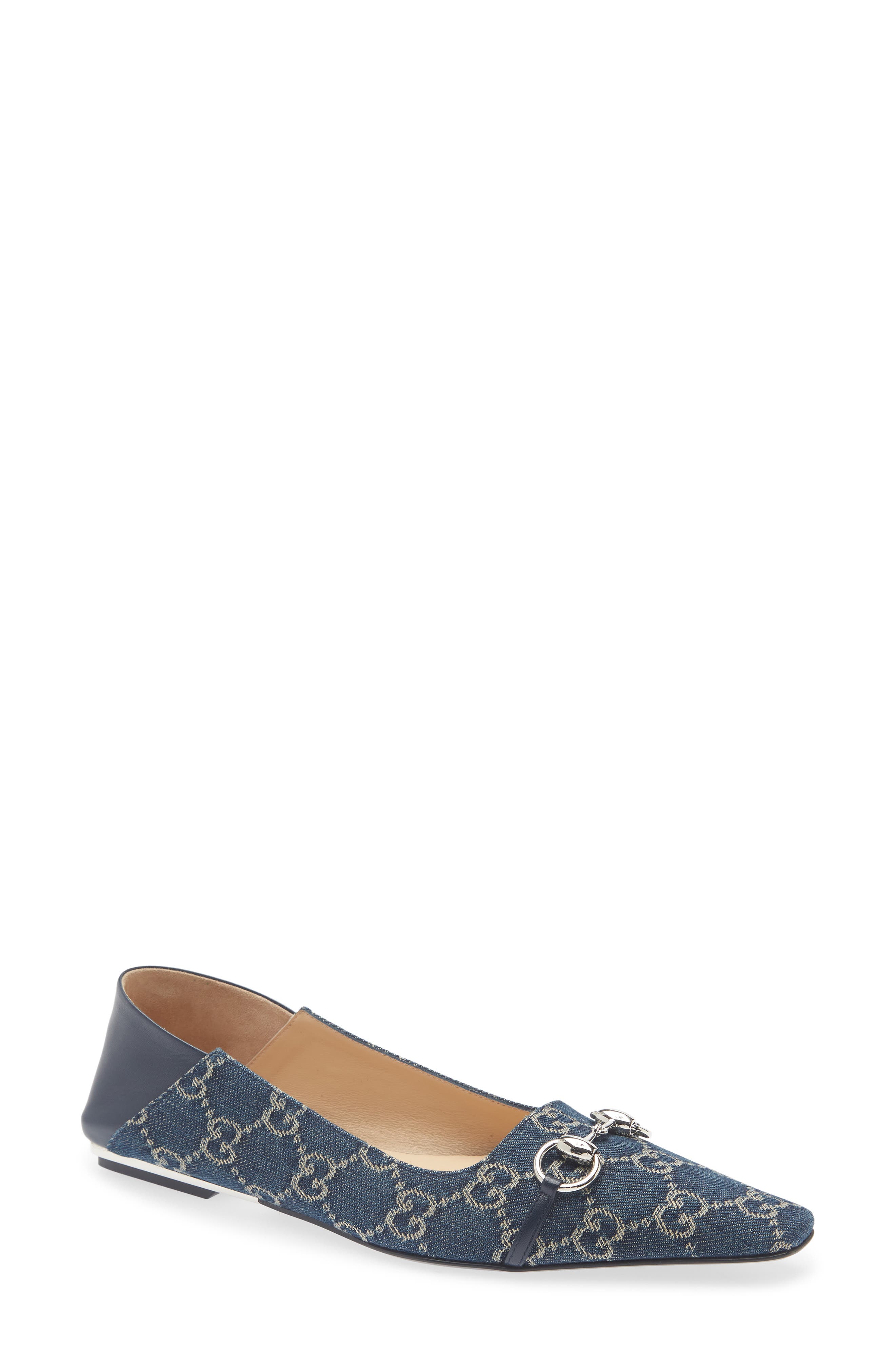 Vittoria Horsebit GG Canvas Convertible Flat, Main, color, 4741 DENIM